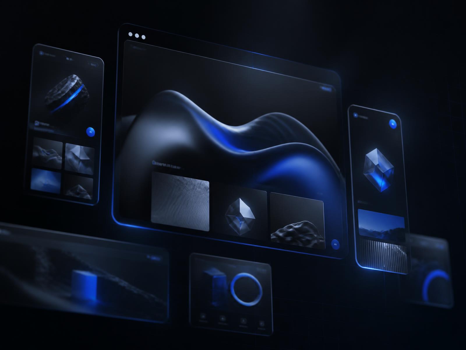 Modern website designs shown on desktop and mobile screens